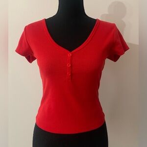 Rue21 Red Fitted Crop T-Shirt